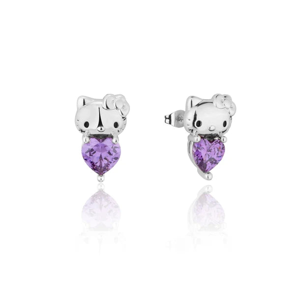 Couture Kingdom - Sanrio Hello Kitty February Birthstone Stud Earrings Silver