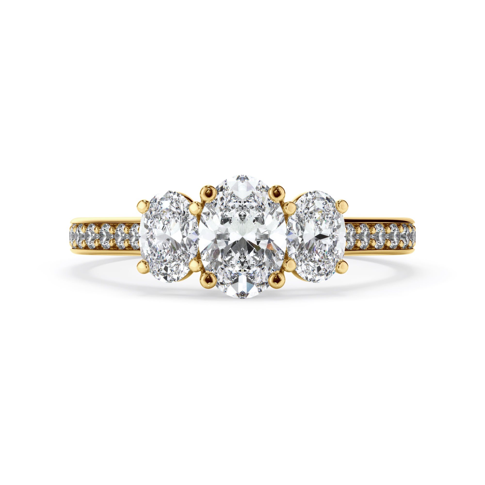 18ct Yellow Gold Oval Trilogy Diamond Ring