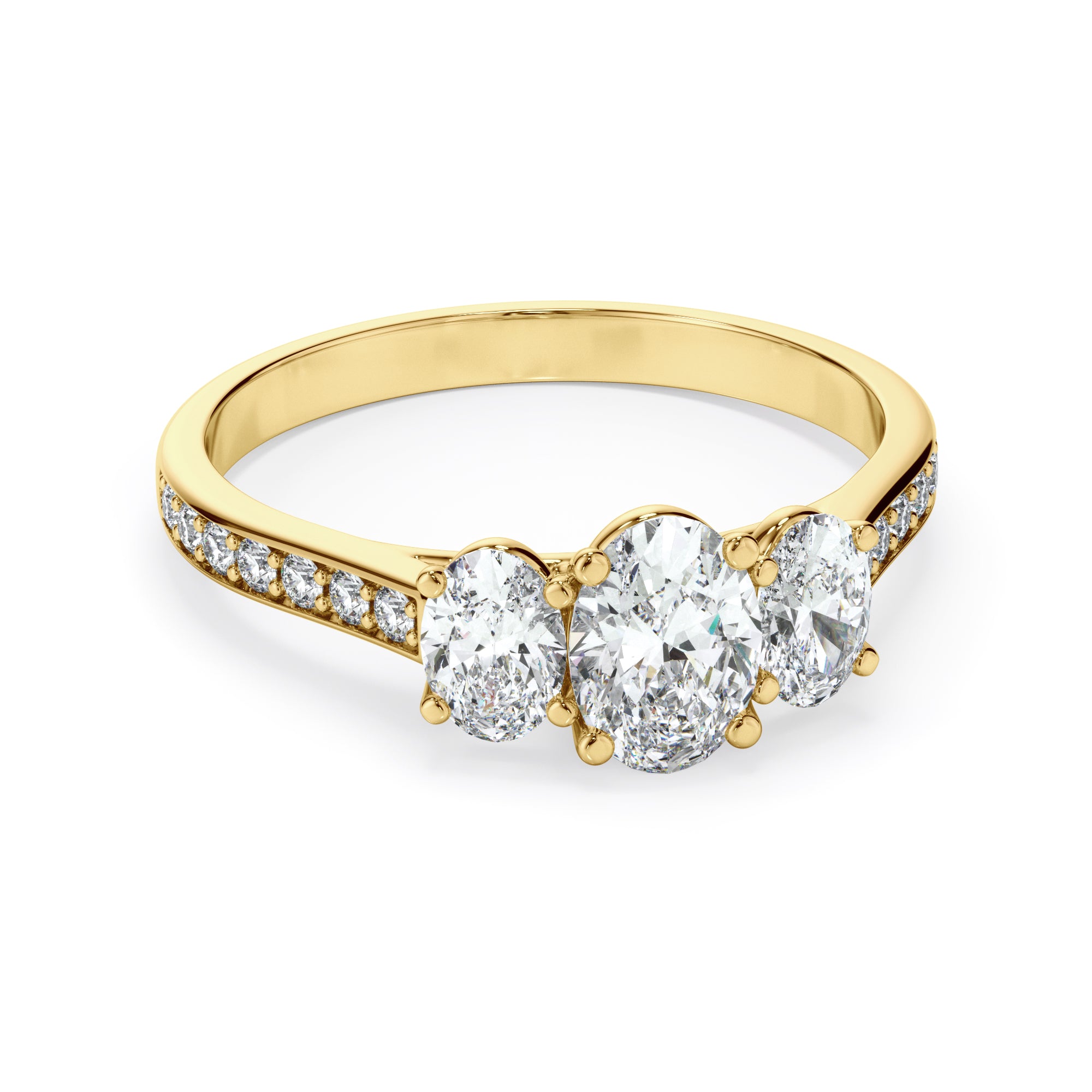 18ct Yellow Gold Oval Trilogy Diamond Ring