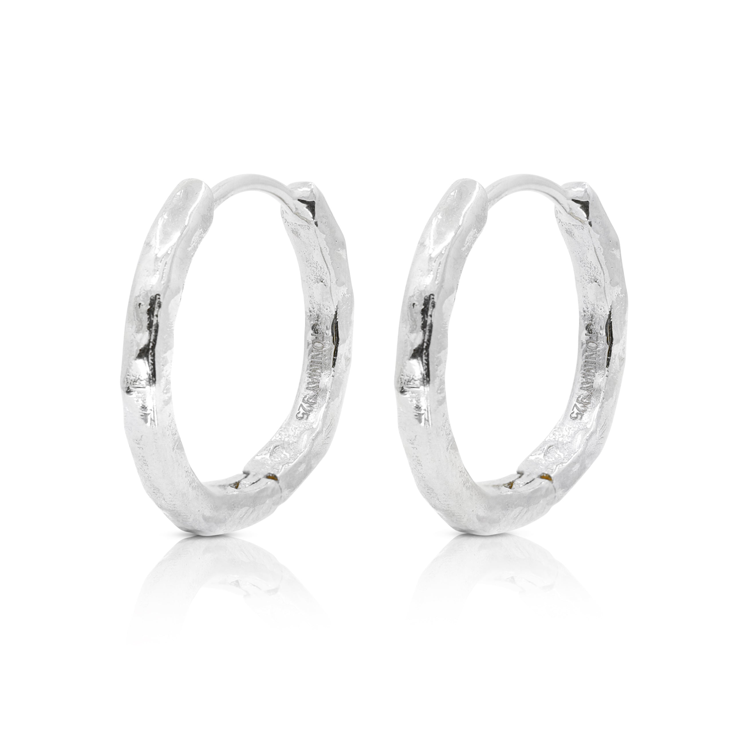 Toni May Textured Silver Huggie Earrings