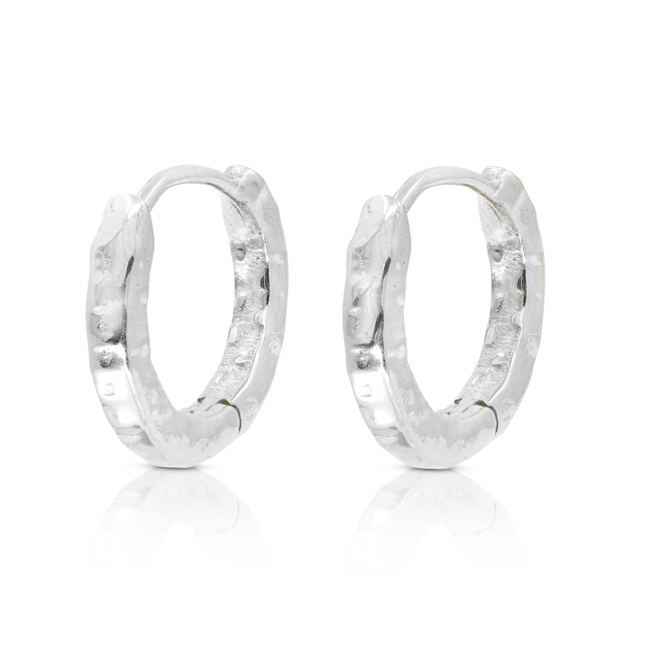Toni May Textured Silver Huggie Earrings