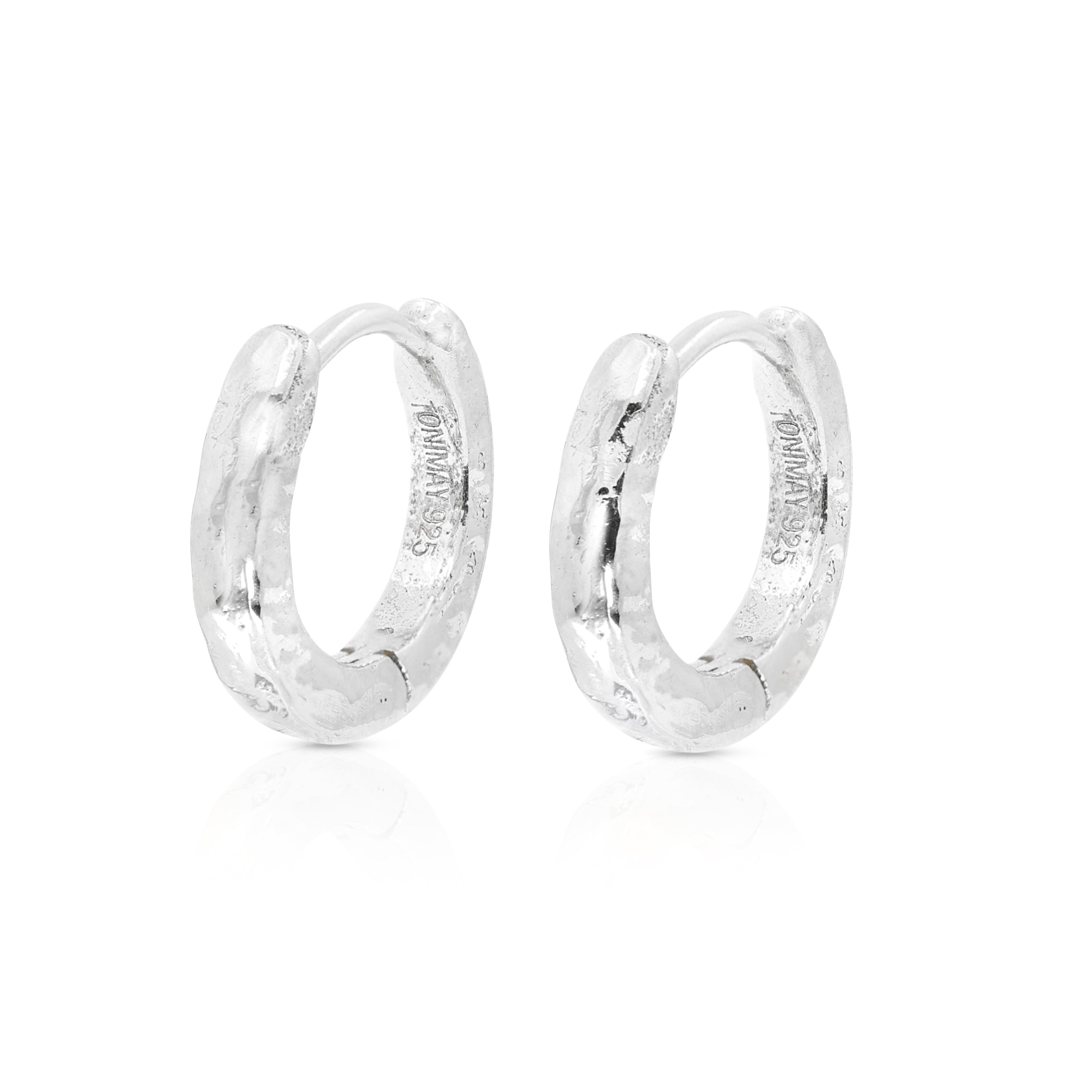 Toni May Textured Silver Huggie Earrings
