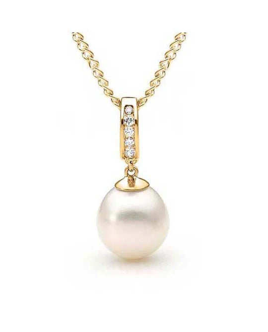 'The Golden Hour Necklace' 9ct Yellow Gold Diamond Pearl