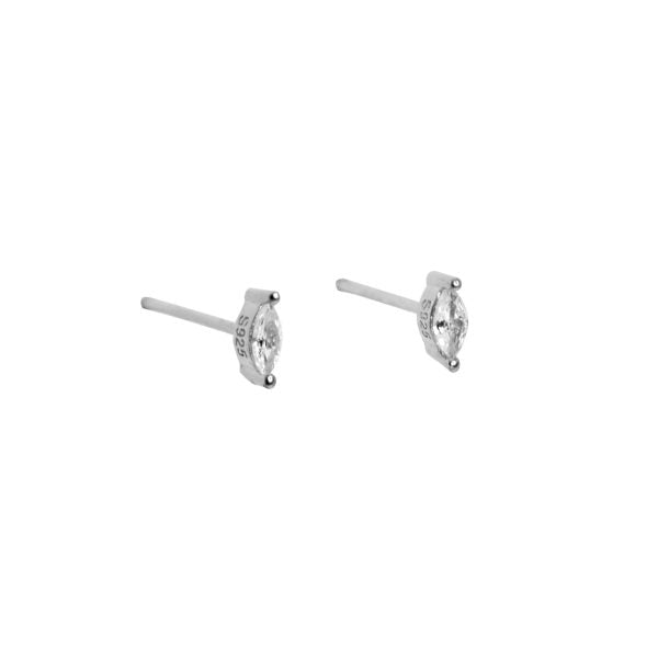 Sterling Silver Marquise Cubic Zirconia Claw Set Stud Earrings