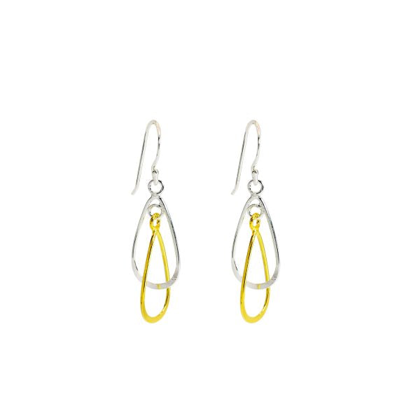 Two Tone Silver and Gold Plated Double Drop Earrings