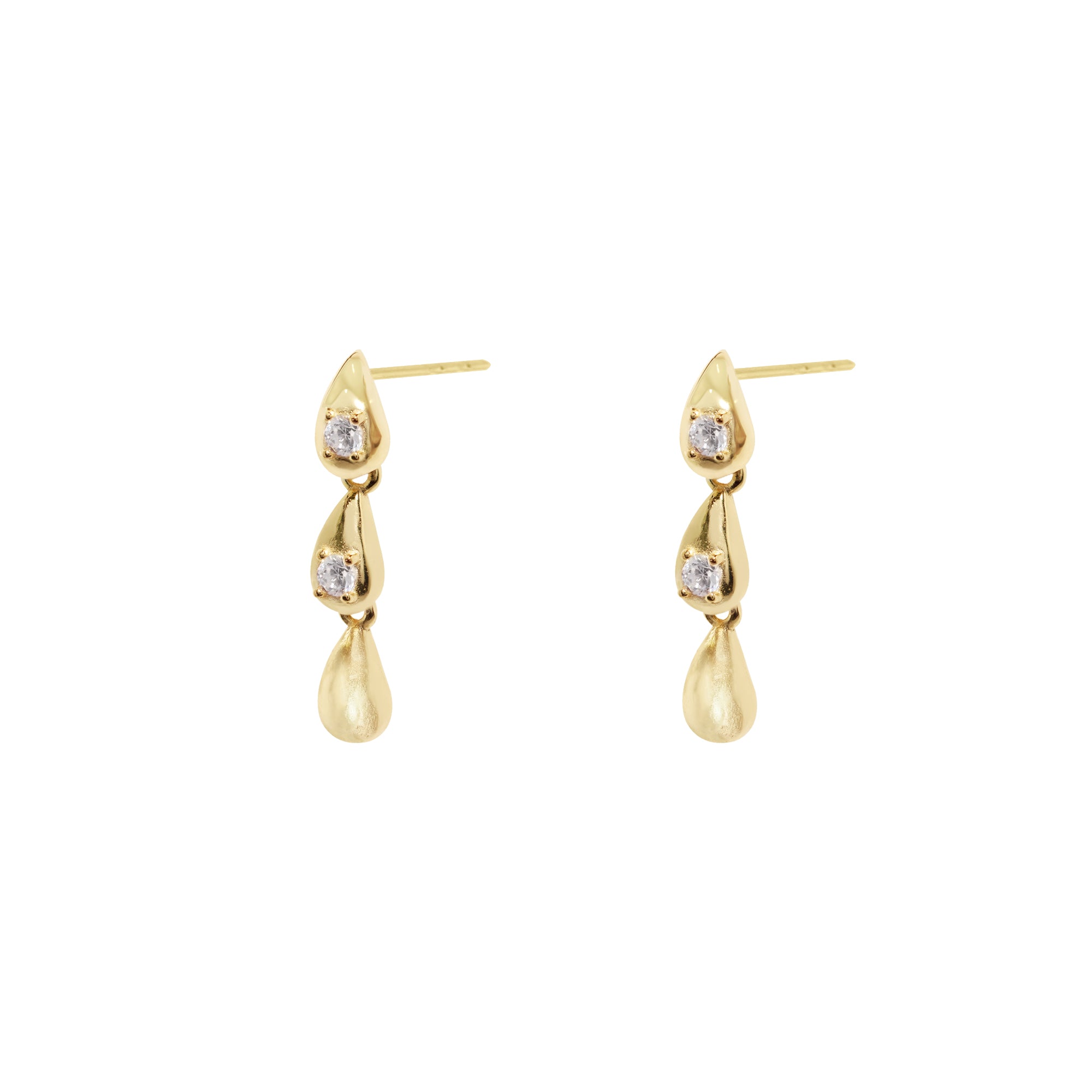 Gold Plated Cubic Zirconia Teardrop Earrings
