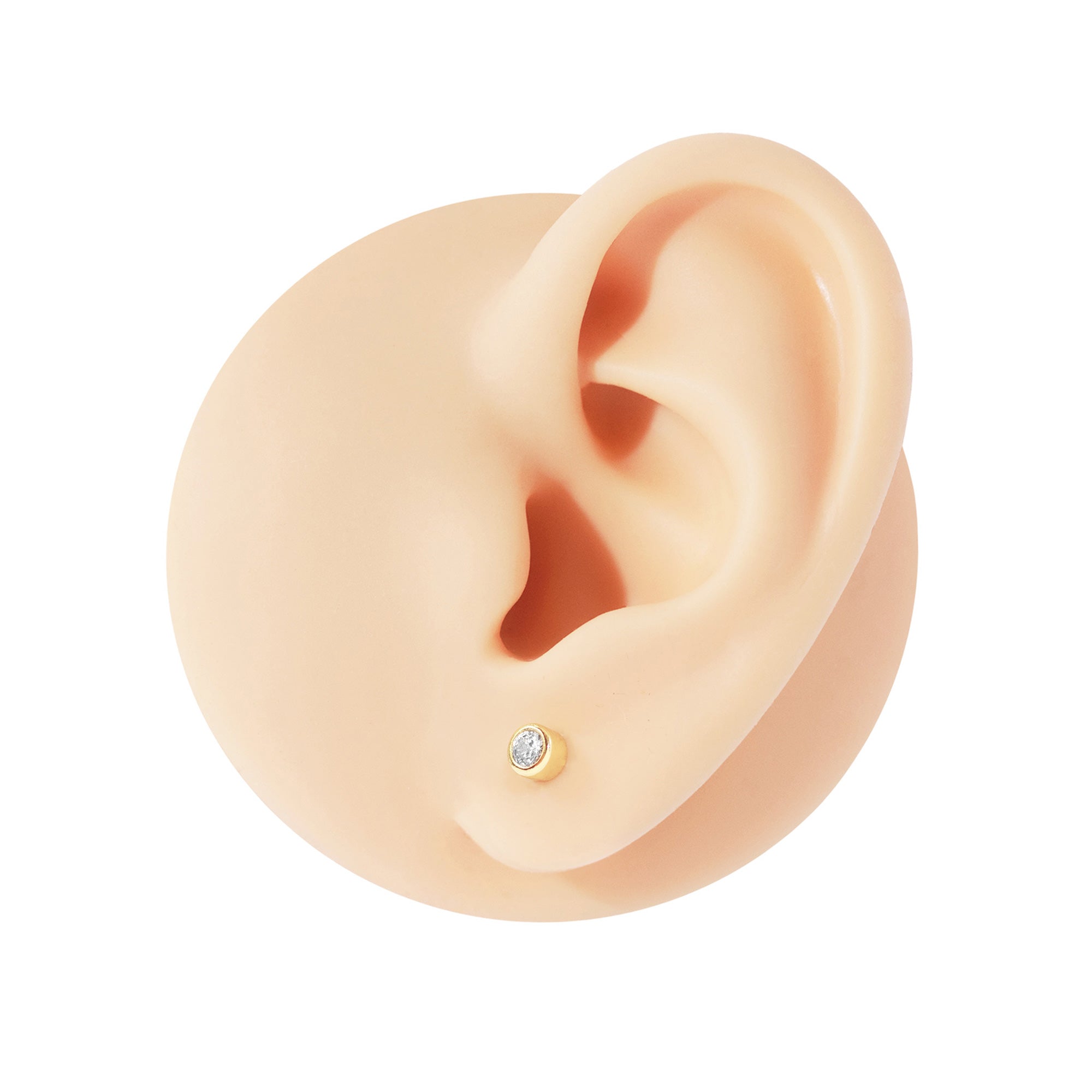 Gold Plated Bezel Set Cubic Zirconia Stud Earrings