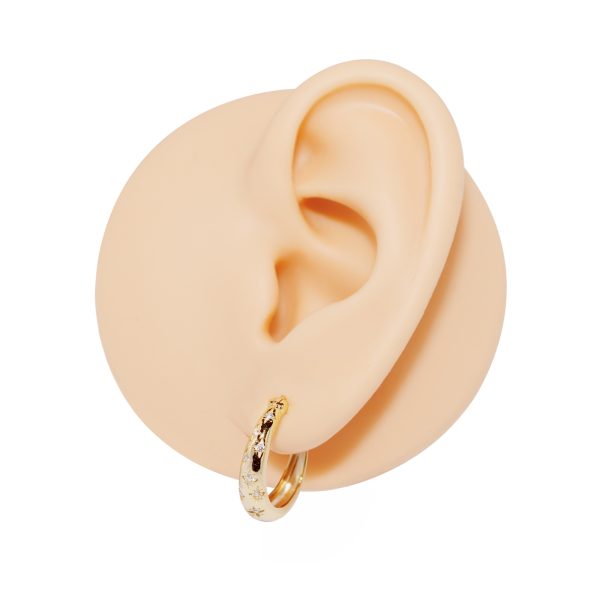 Gold Plated Scattered Cubic Zirconia Set Hoop Earrings