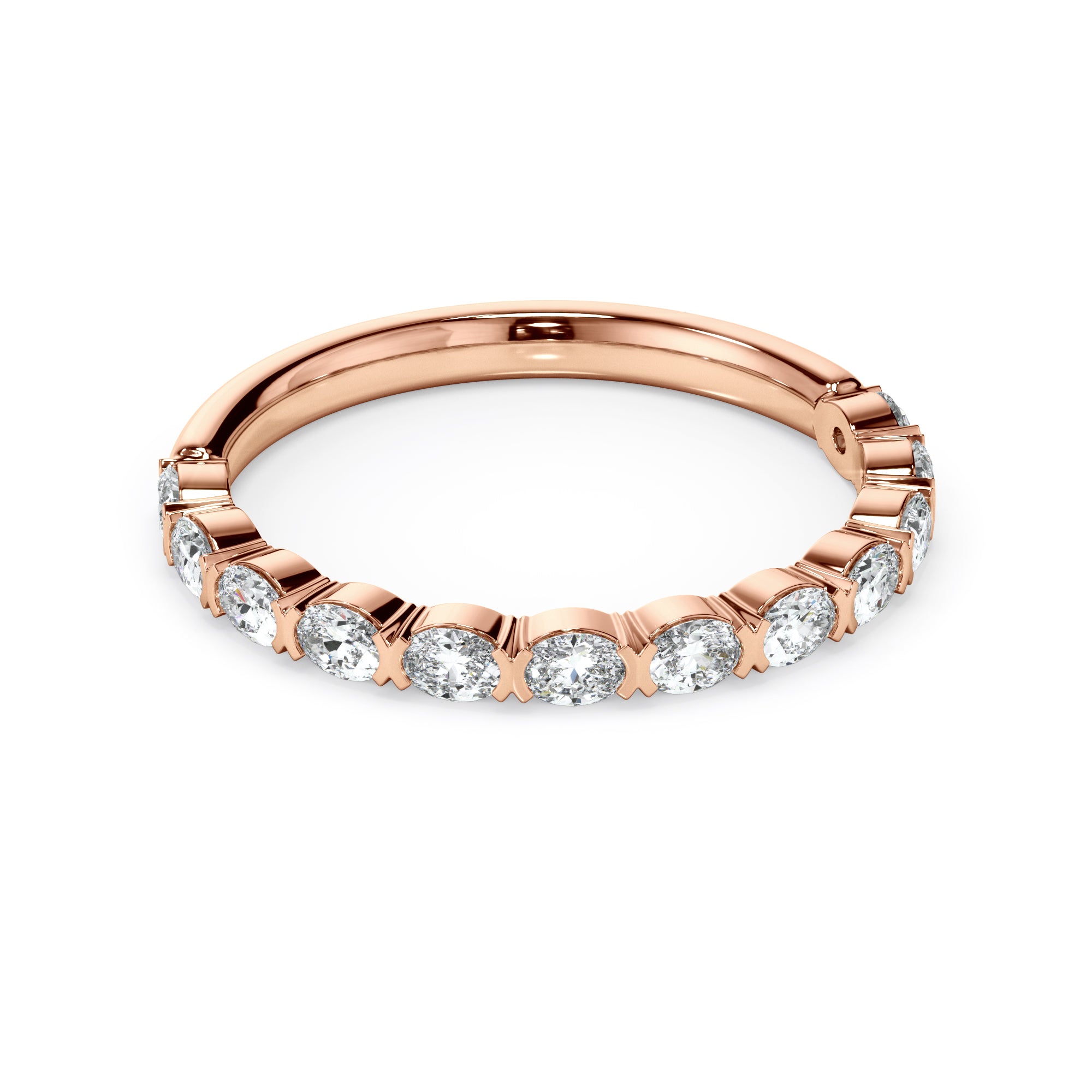 18ct Rose Gold Oval Diamond Set Ring