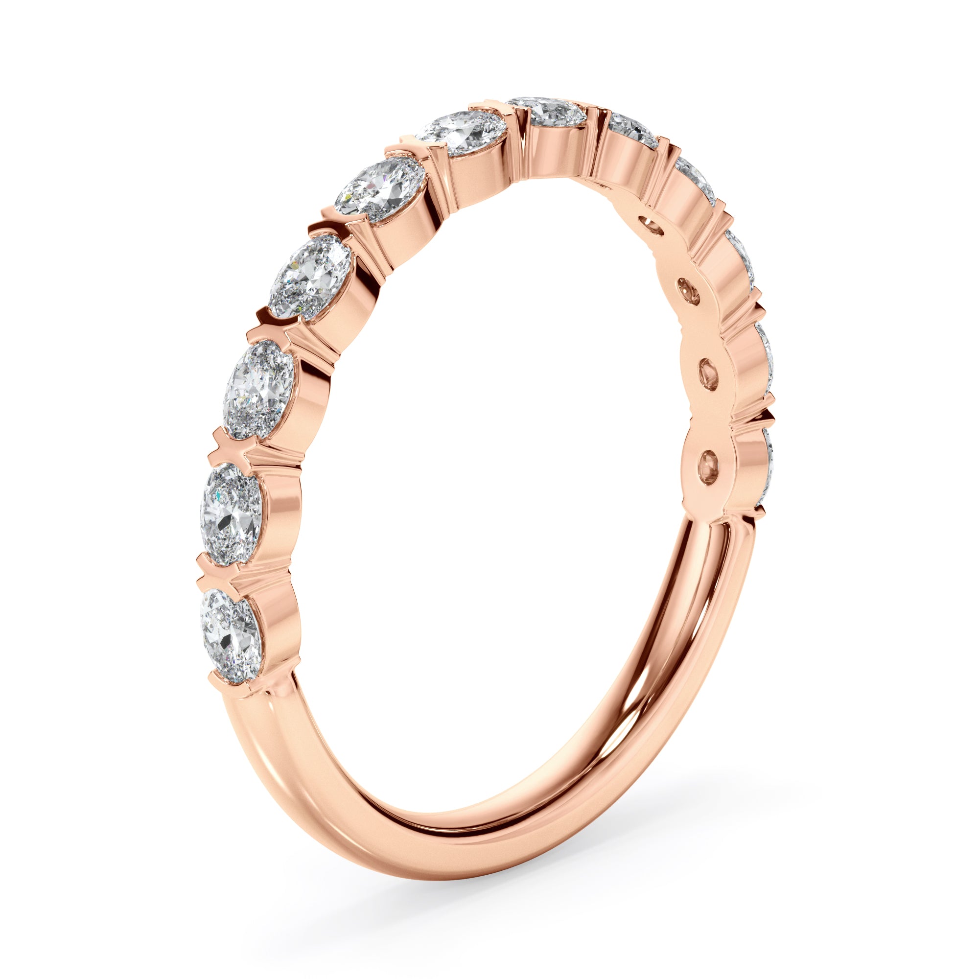 18ct Rose Gold Oval Diamond Set Ring