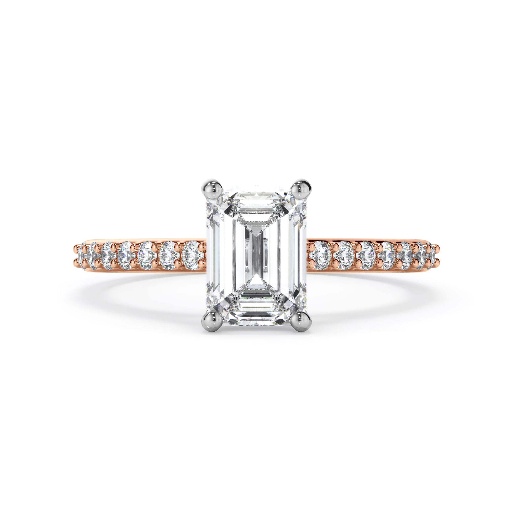 18ct Rose Gold Emerald Cut Diamond Ring