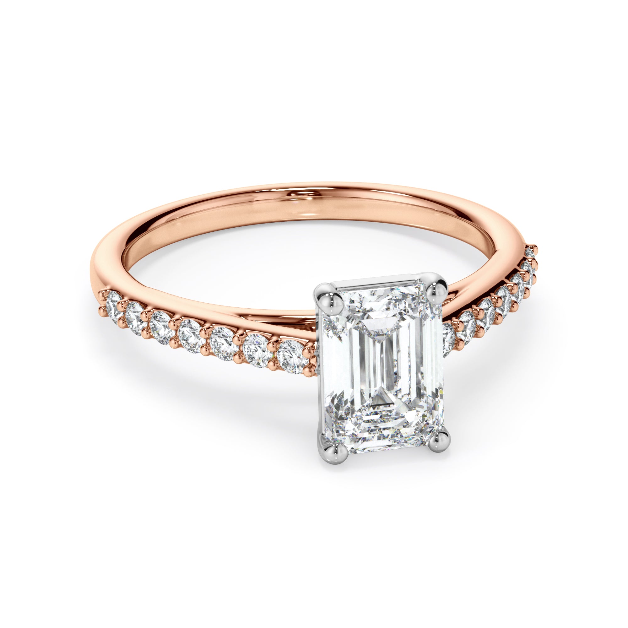 18ct Rose Gold Emerald Cut Diamond Ring
