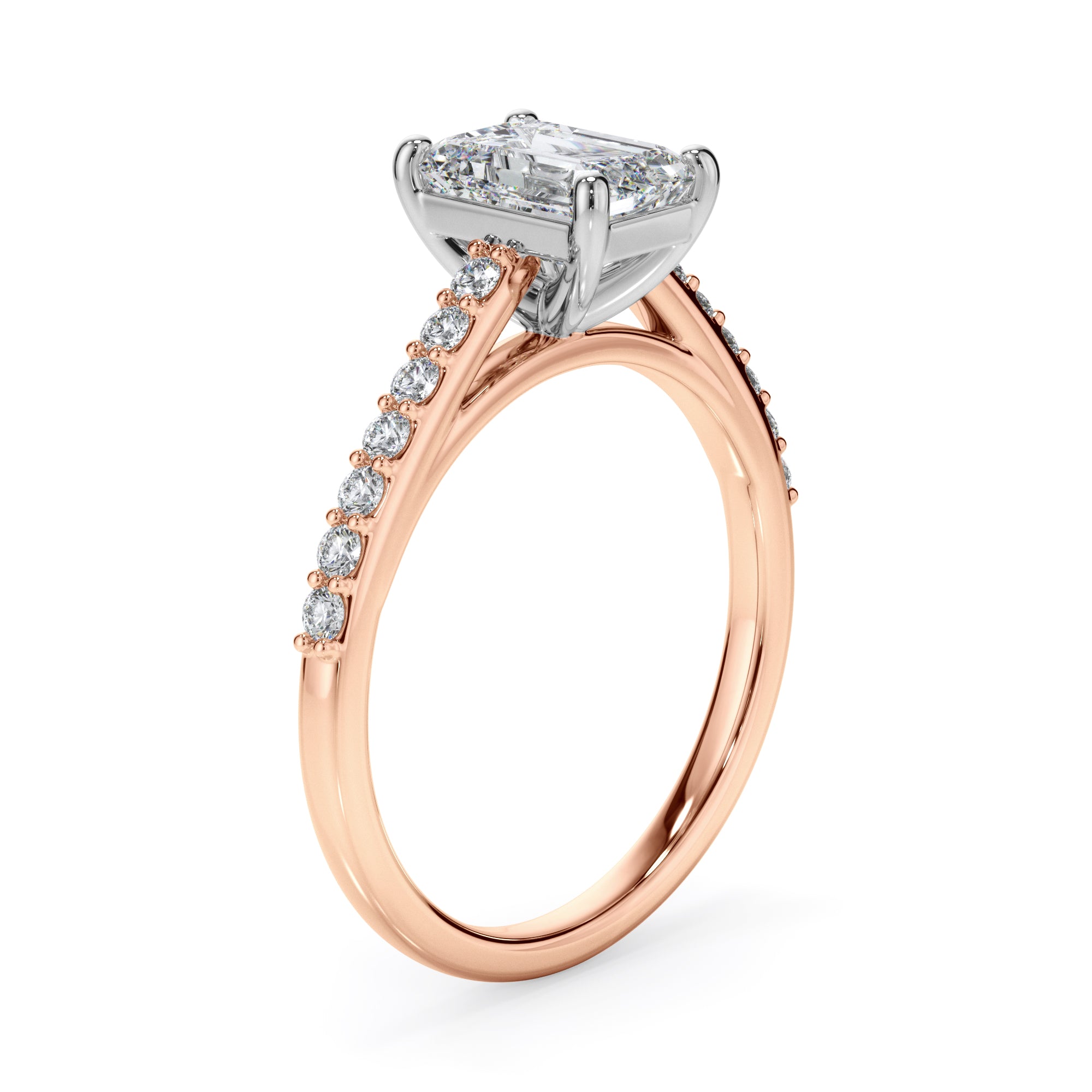 18ct Rose Gold Emerald Cut Diamond Ring