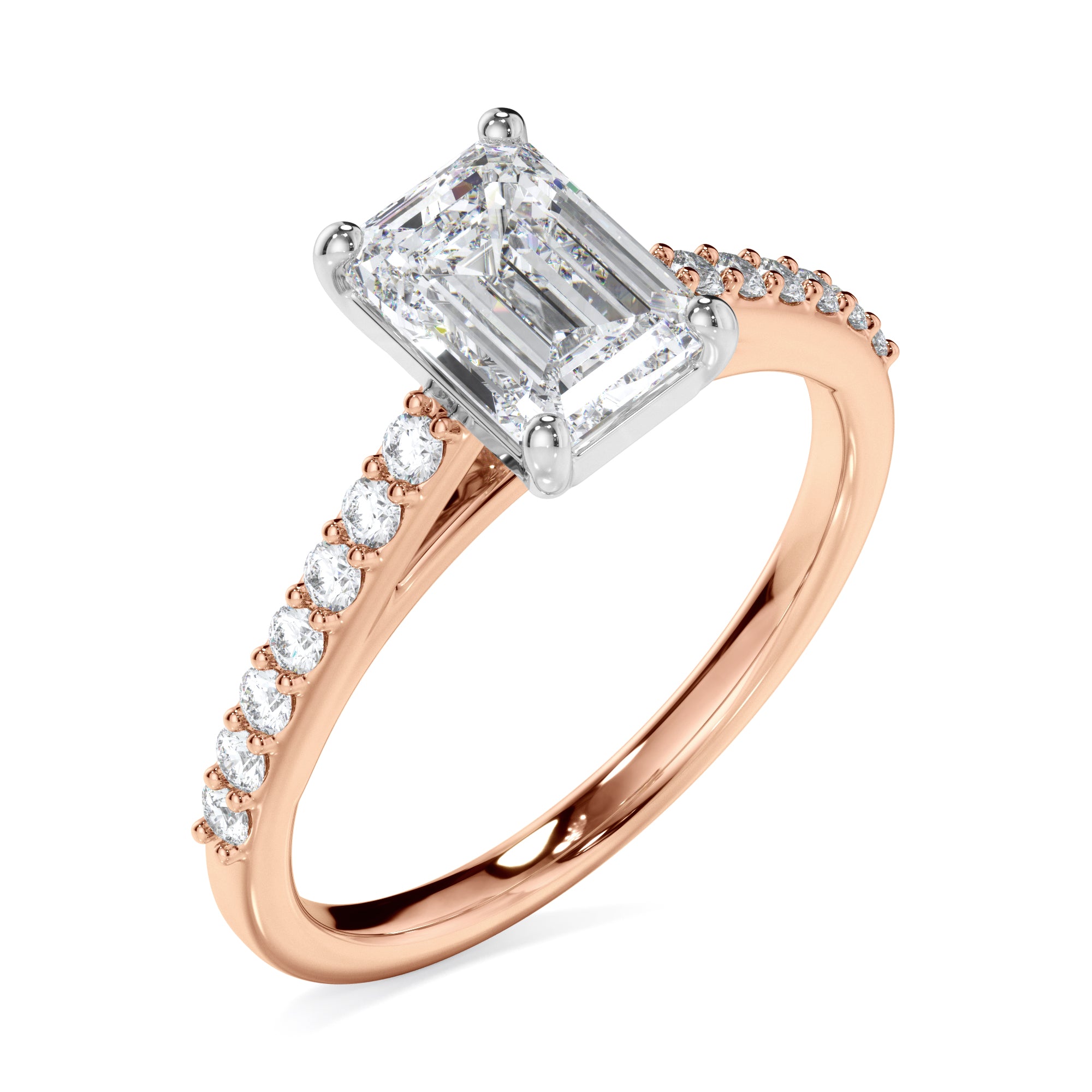 18ct Rose Gold Emerald Cut Diamond Ring