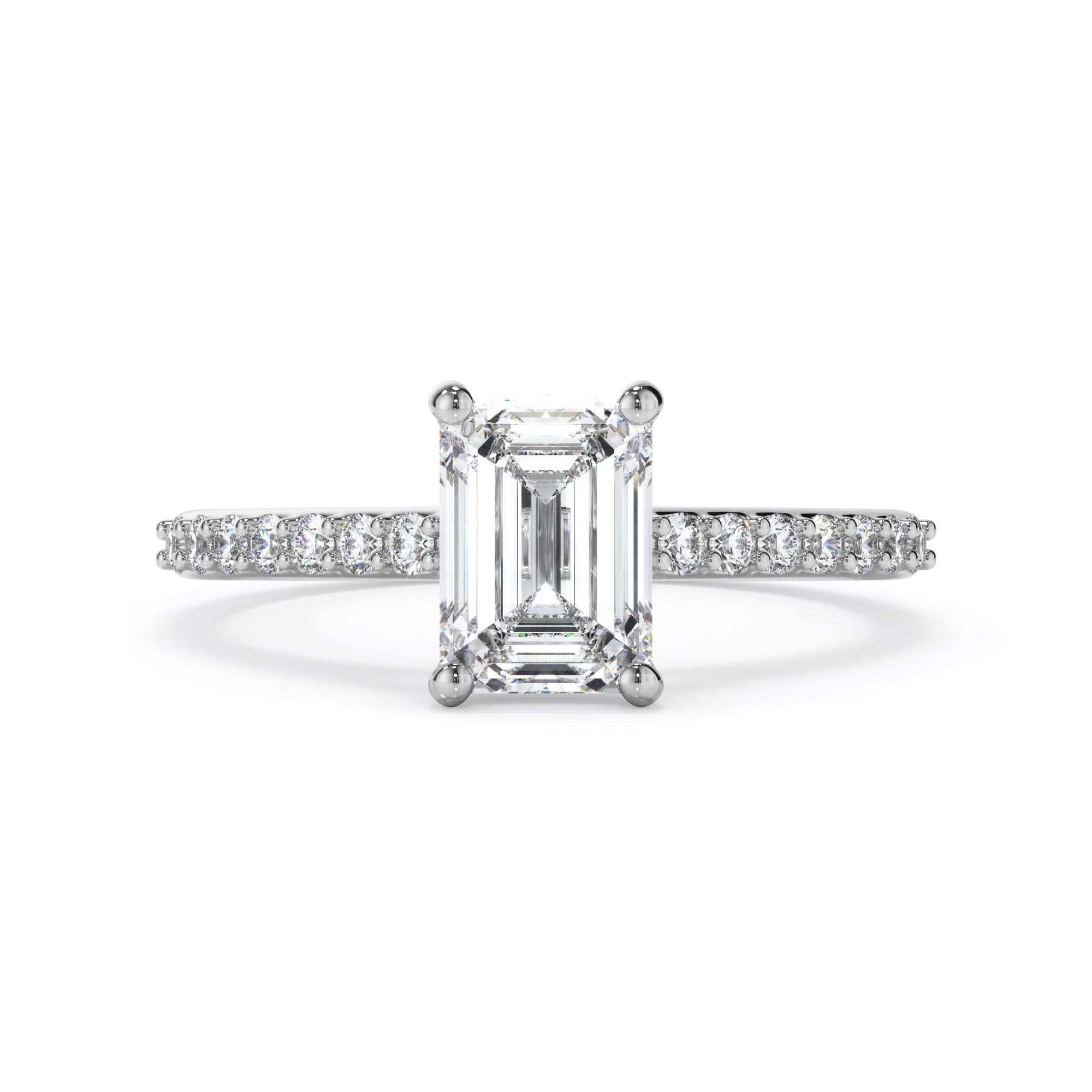 18ct White Gold Emerald Cut Diamond Ring