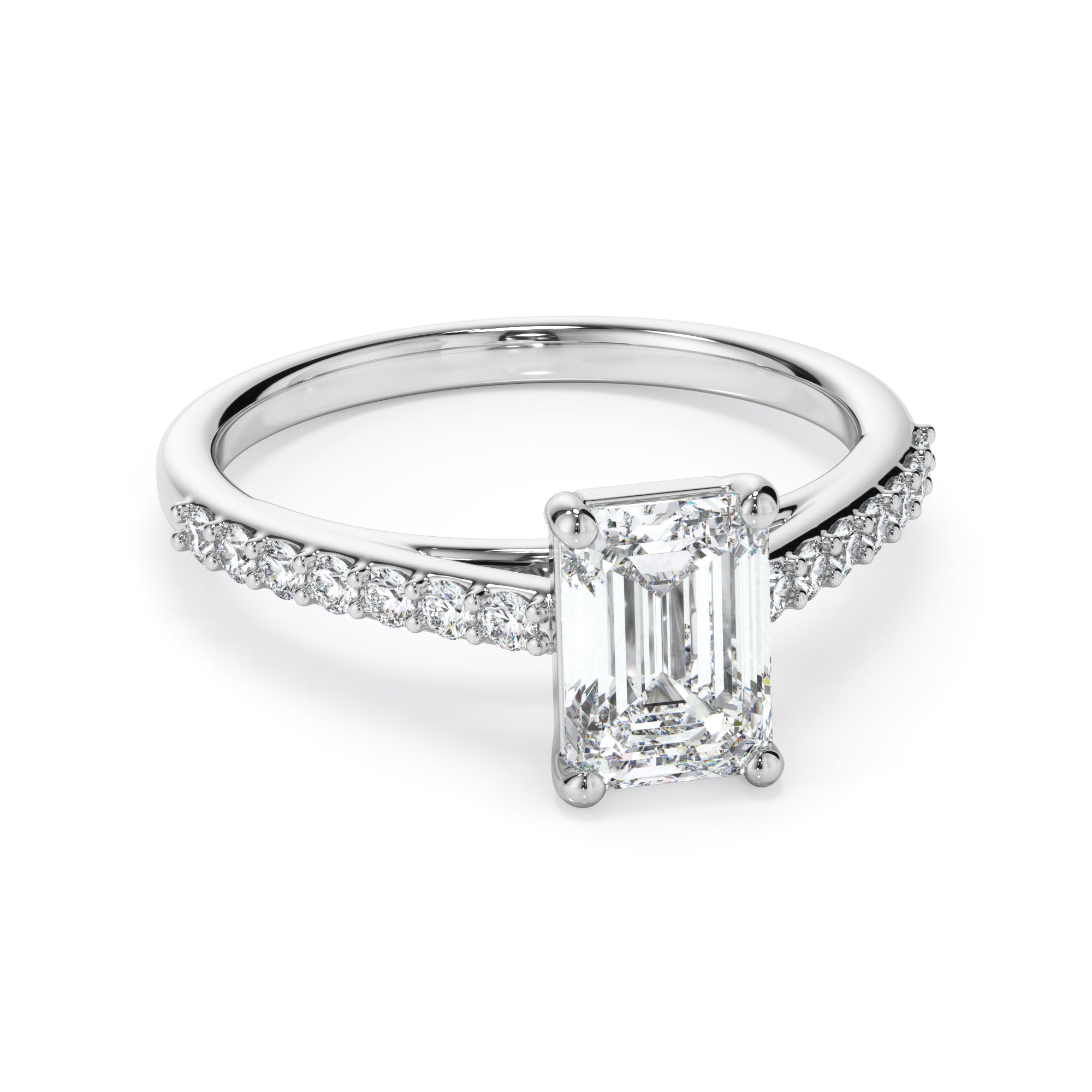 18ct White Gold Emerald Cut Diamond Ring