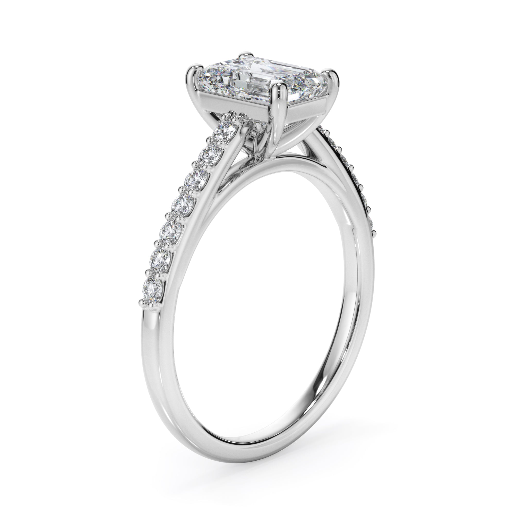 18ct White Gold Emerald Cut Diamond Ring