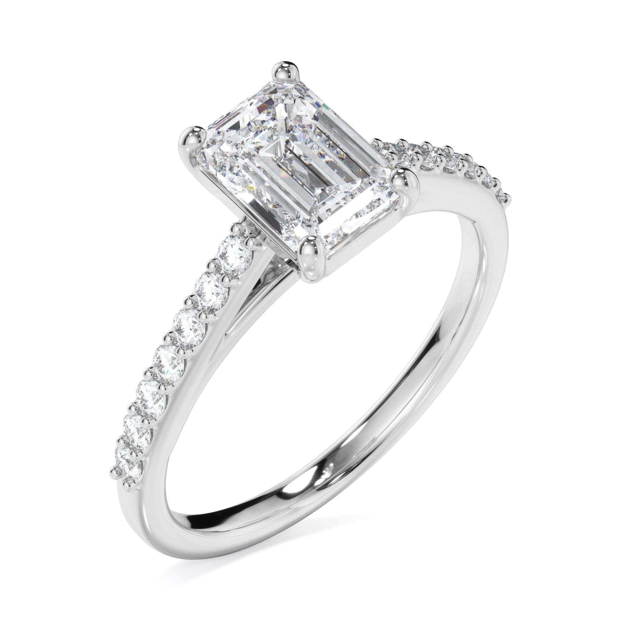 18ct White Gold Emerald Cut Diamond Ring