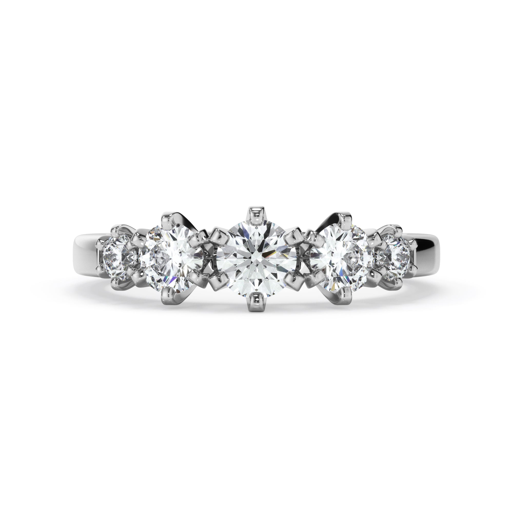 18ct White Gold Round Brilliant Cut Five Stone Ring