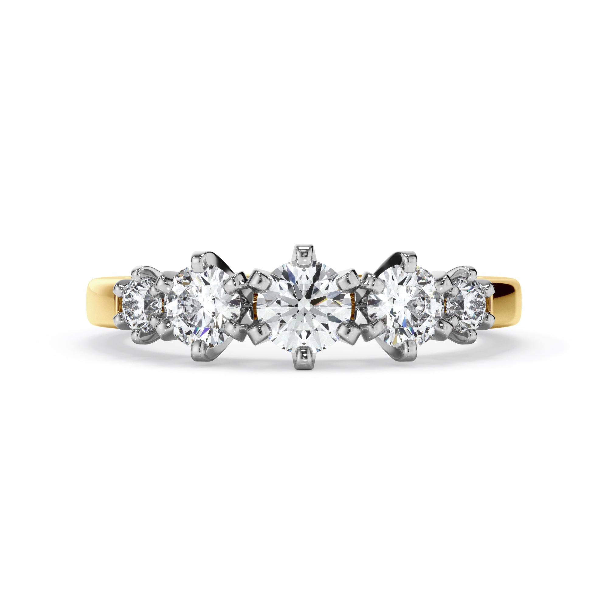 18ct Yellow and White Gold Round Brilliant Cut Five Stone Ring