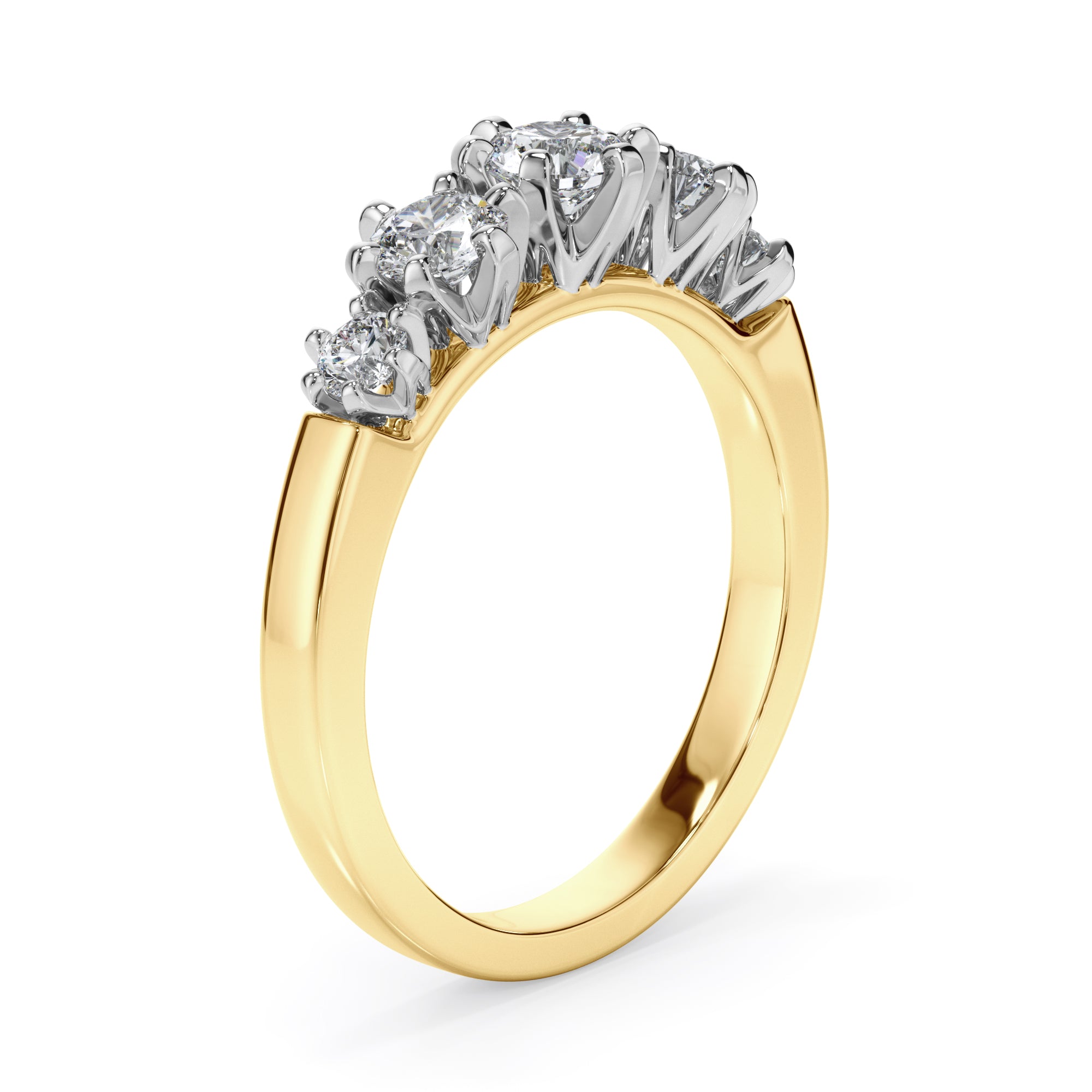 18ct Yellow and White Gold Round Brilliant Cut Five Stone Ring