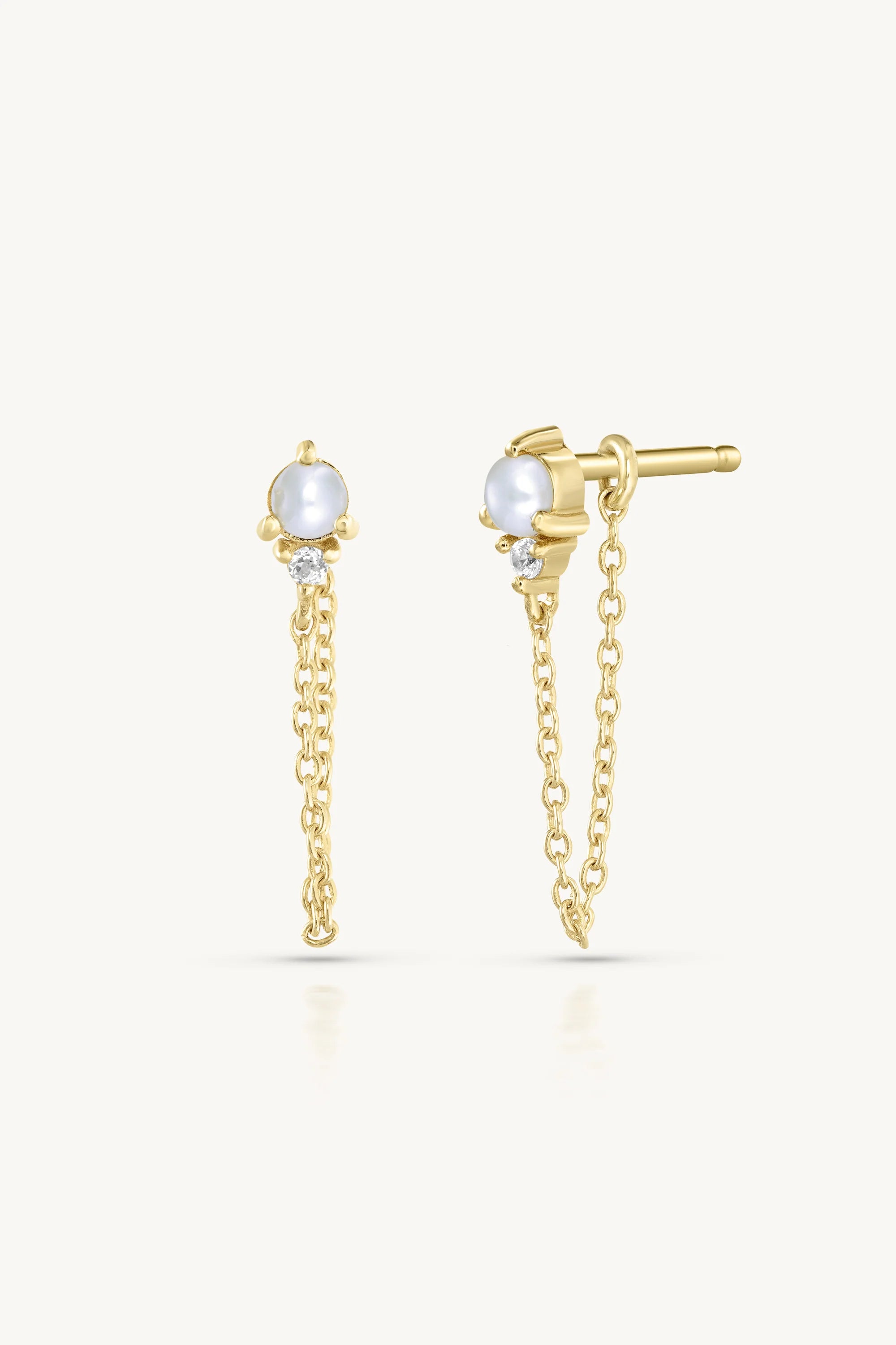 Toni May June Pearl Birthstone Gold Stud