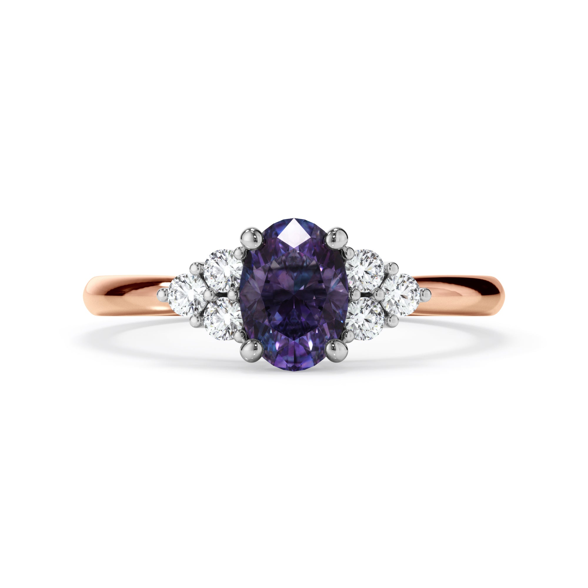 18ct Rose Gold Alexandrite and Diamond Dress Ring