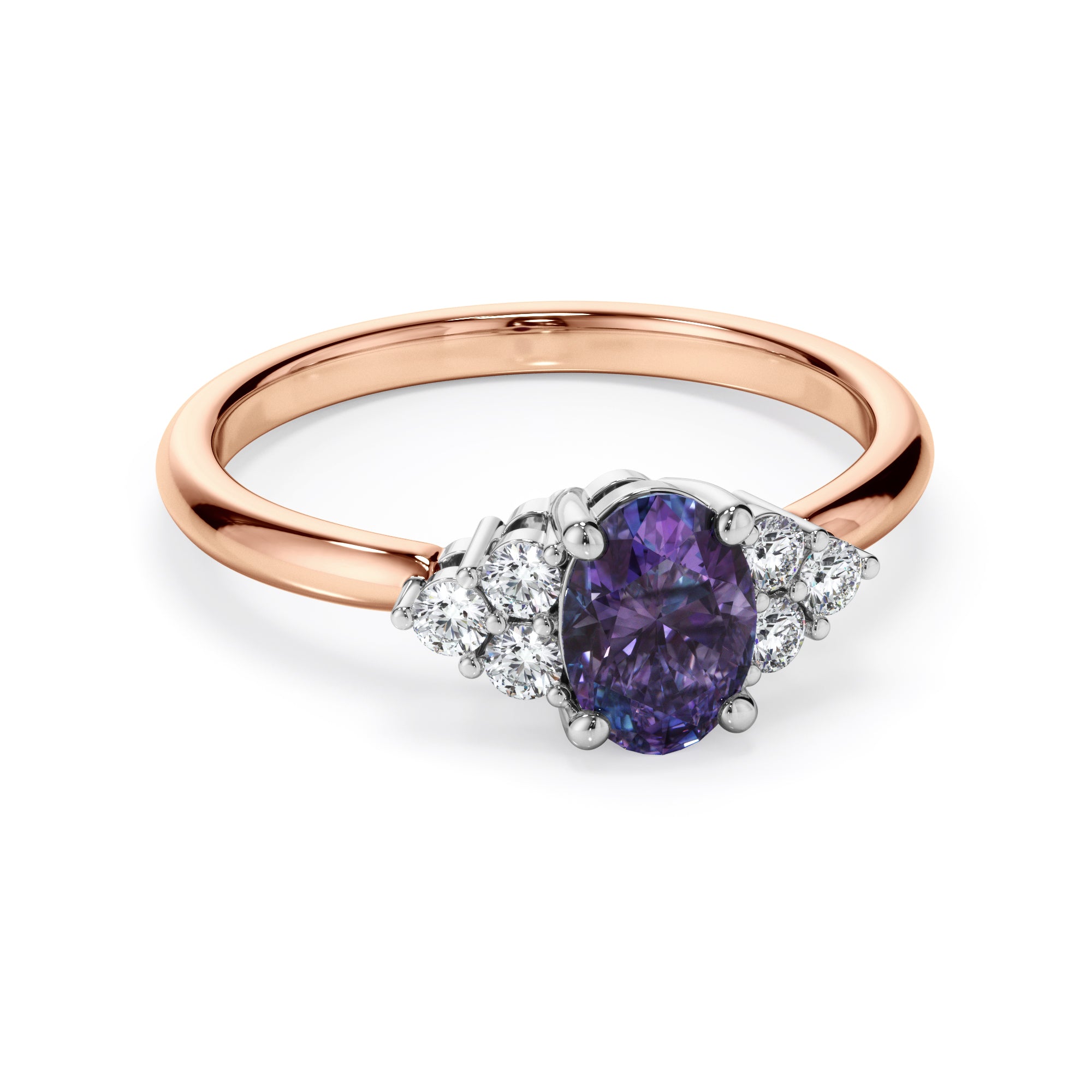 18ct Rose Gold Alexandrite and Diamond Dress Ring
