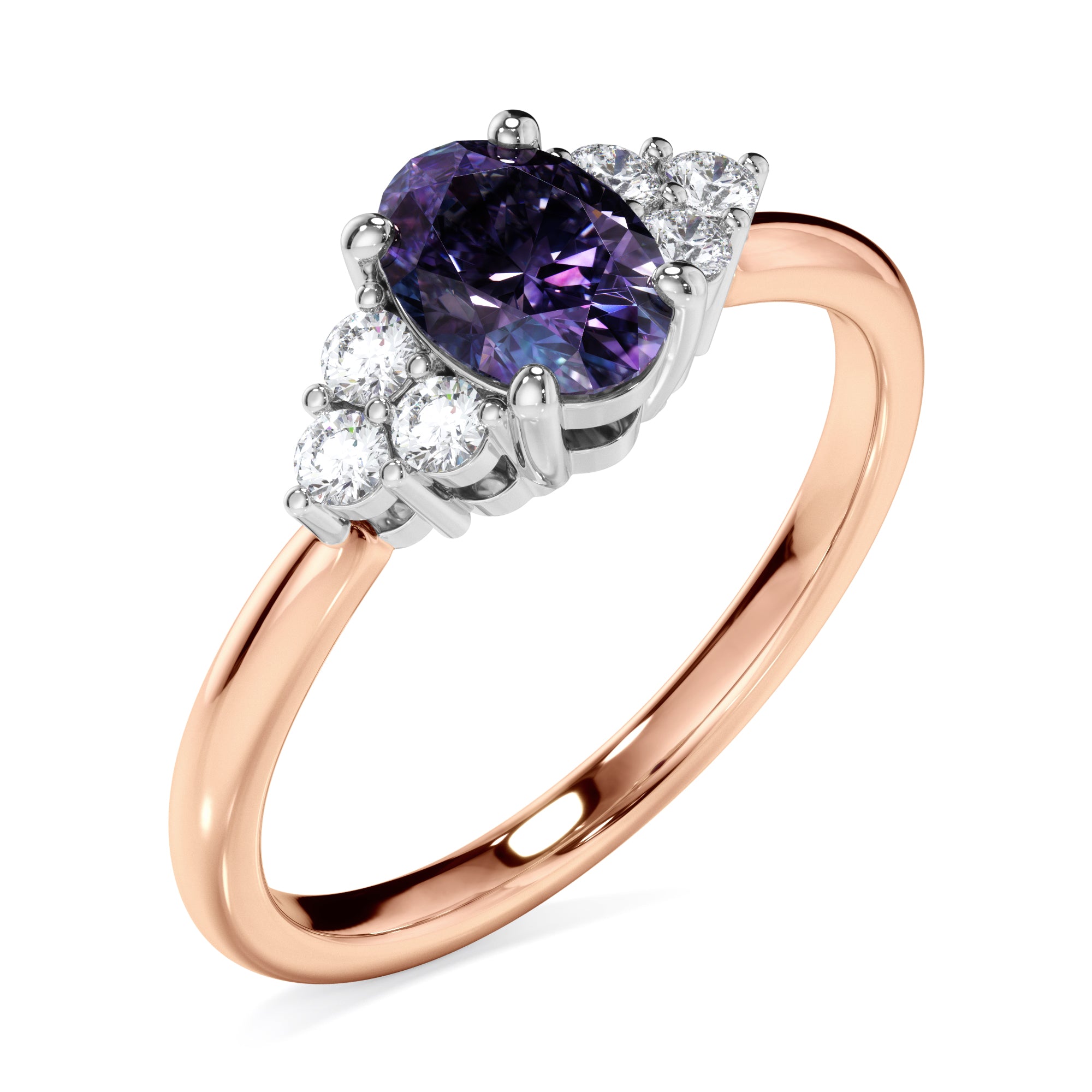 18ct Rose Gold Alexandrite and Diamond Dress Ring