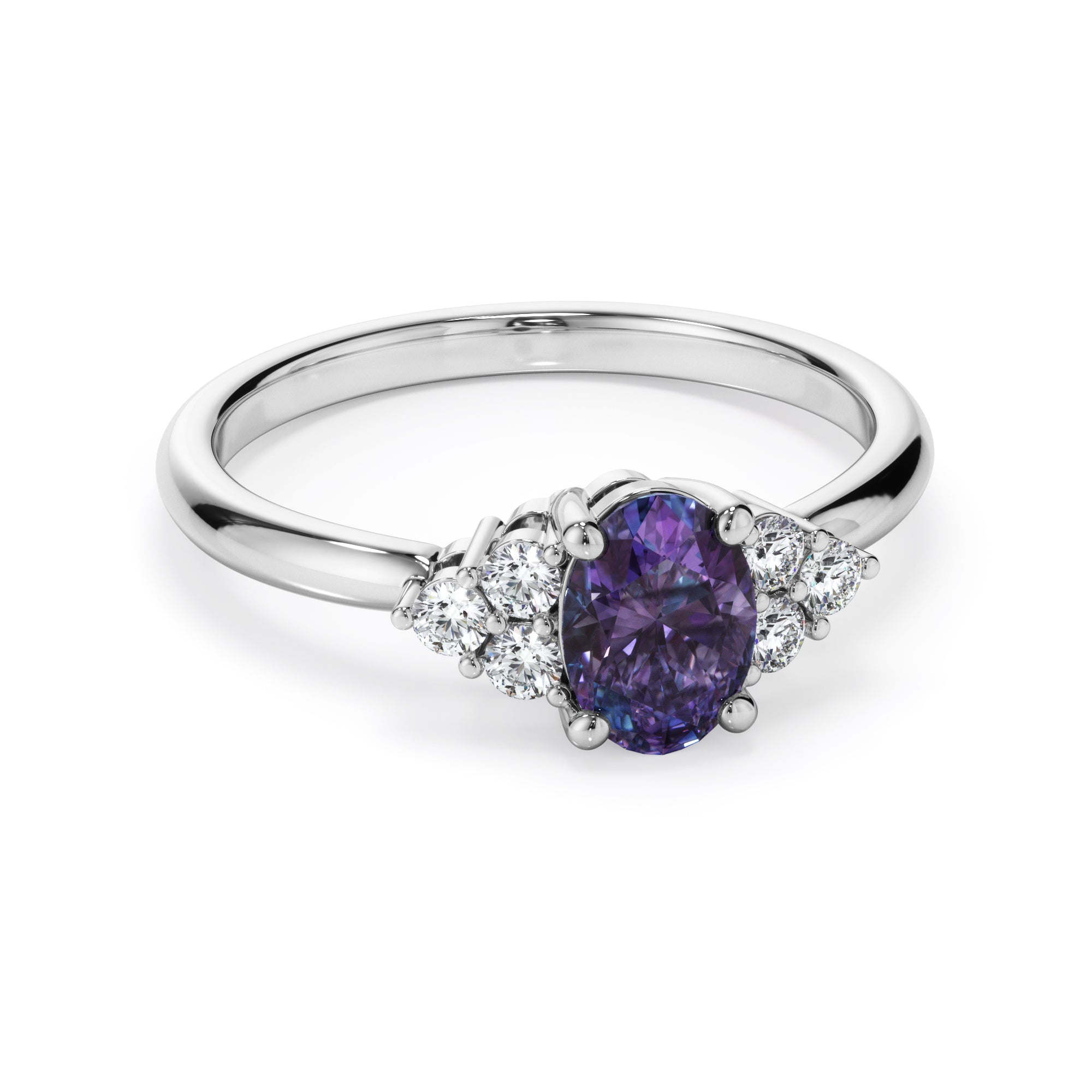 18ct White Gold Alexandrite and Diamond Dress Ring