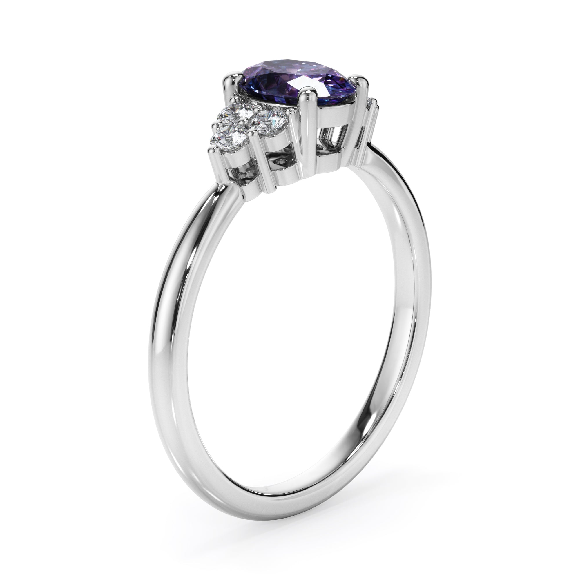 18ct White Gold Alexandrite and Diamond Dress Ring