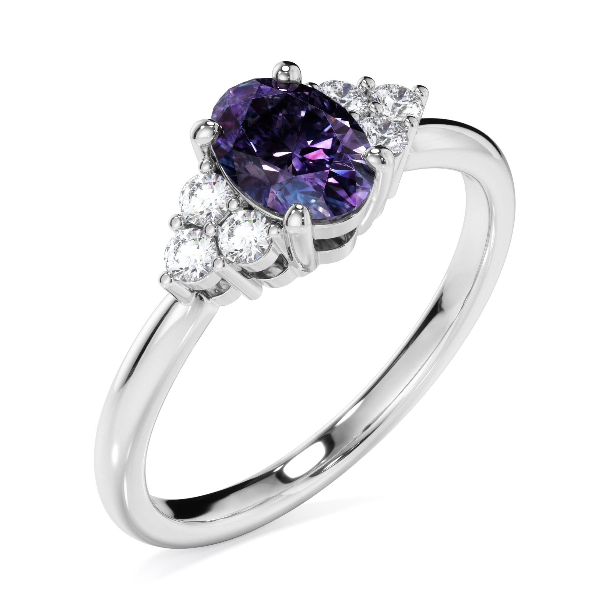 18ct White Gold Alexandrite and Diamond Dress Ring