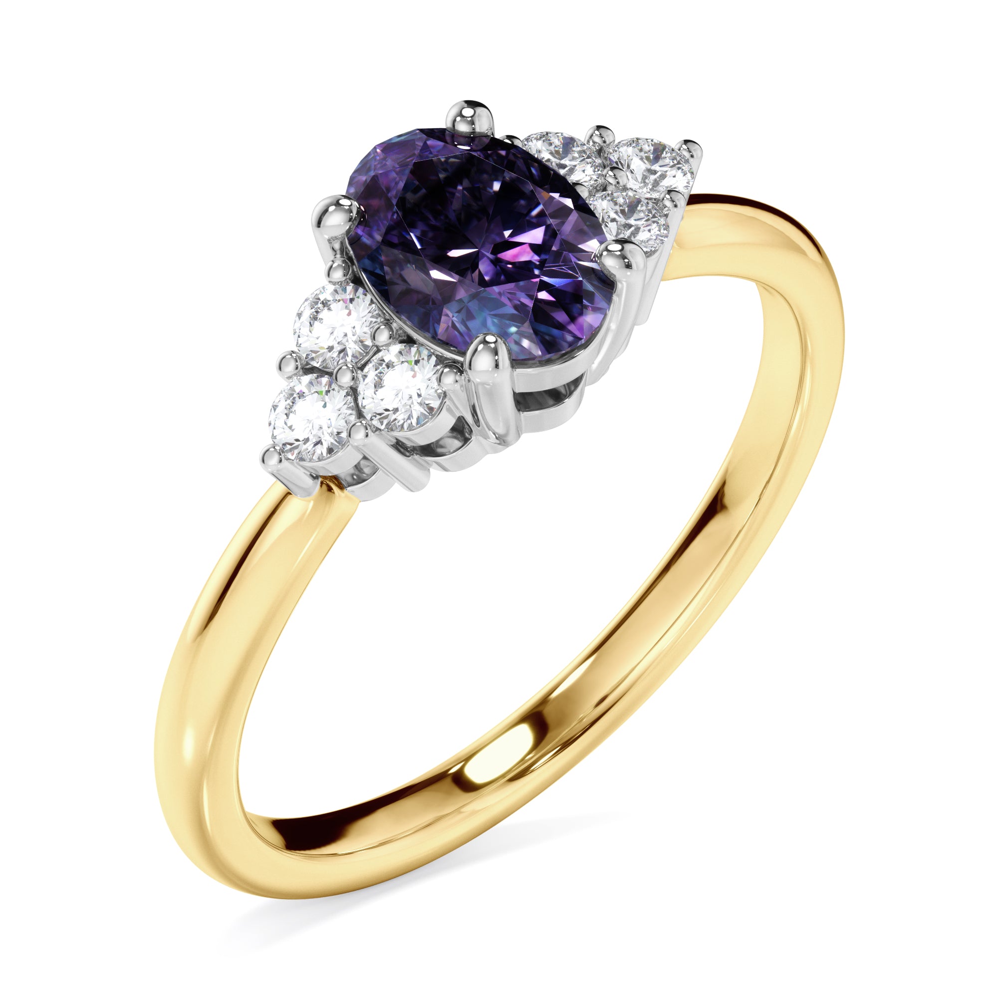 18ct Yellow Gold Alexandrite and Diamond Dress Ring