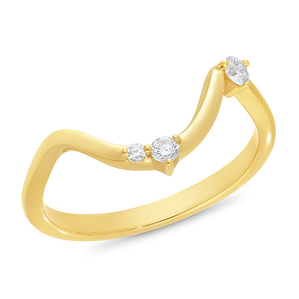 9ct Yellow Gold Lab Grown Diamond Curved Ring