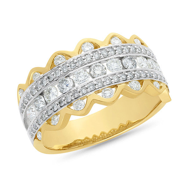 9ct Yellow Gold Lab Grown Diamond Dress Ring TDW 1.09ct