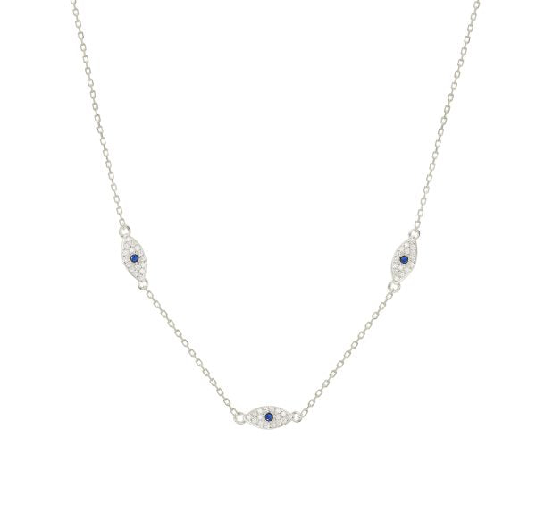 Sterling Silver Cubic Zirconia Evil Eye Necklace