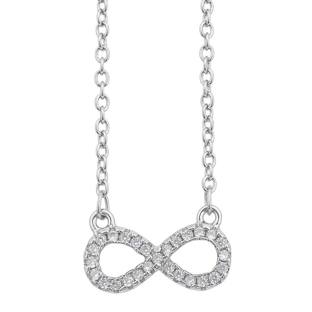 Rhodium Plated Sterling Silver CZ Infinity Necklace