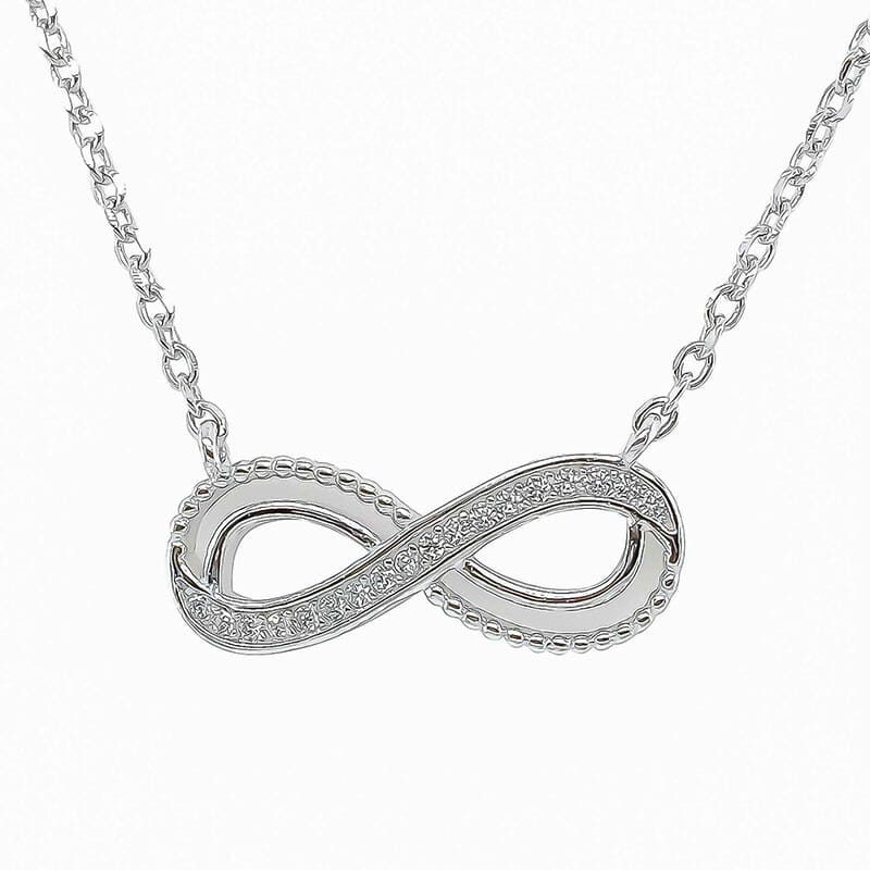 Rhodium Plated Sterling Silver CZ Infinity Necklace