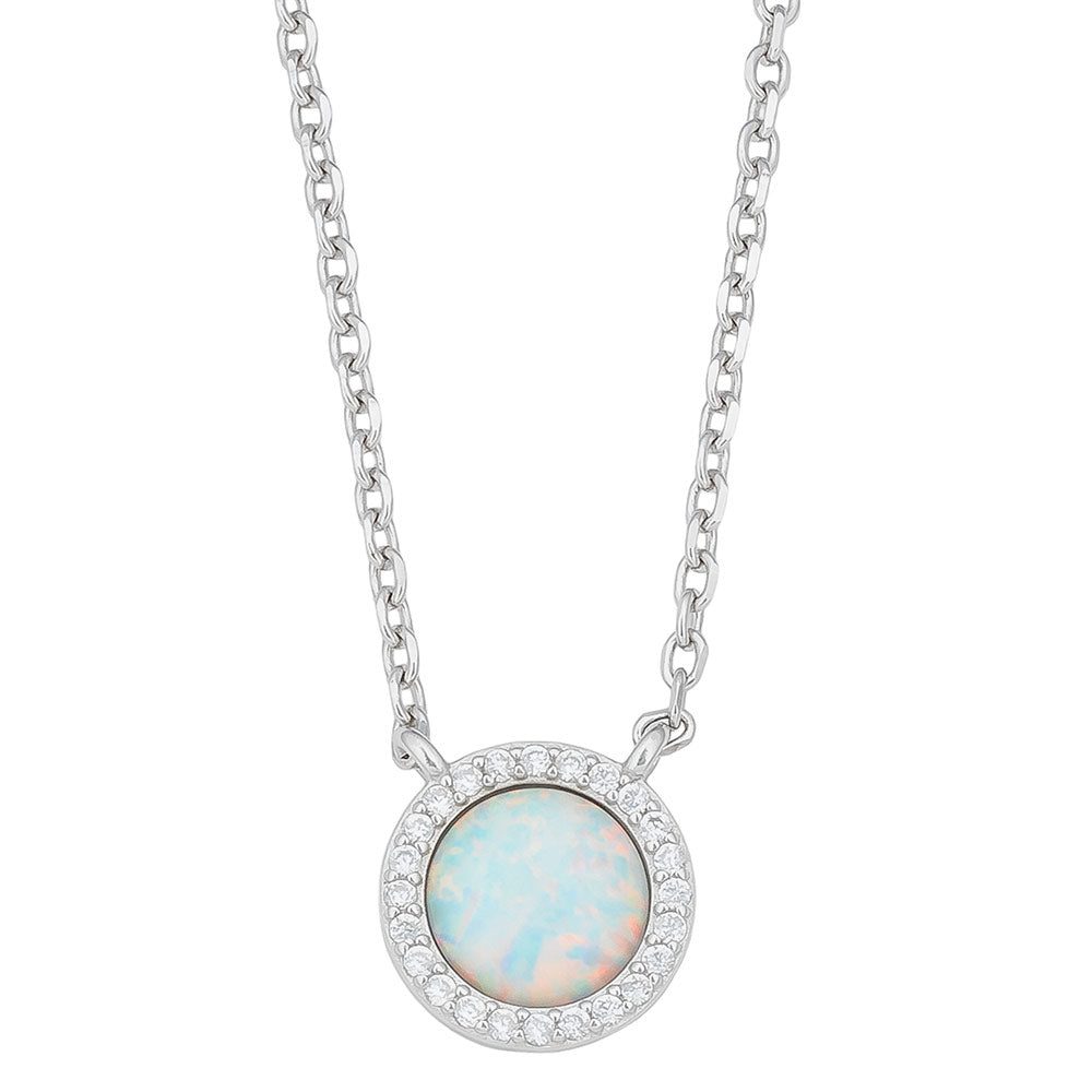 Rhodium Plated Sterling Silver Opalite Necklace
