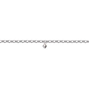 Sterling Silver Oval Figaro Heart Anklet