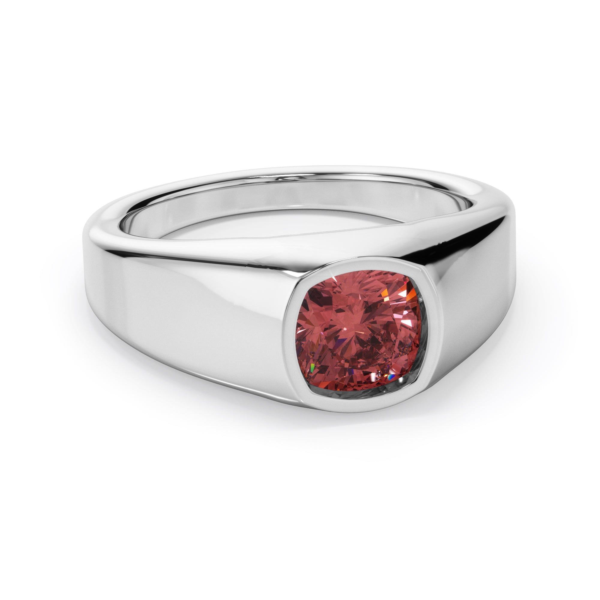 18ct White Gold Coloured Gemstone Signet Ring