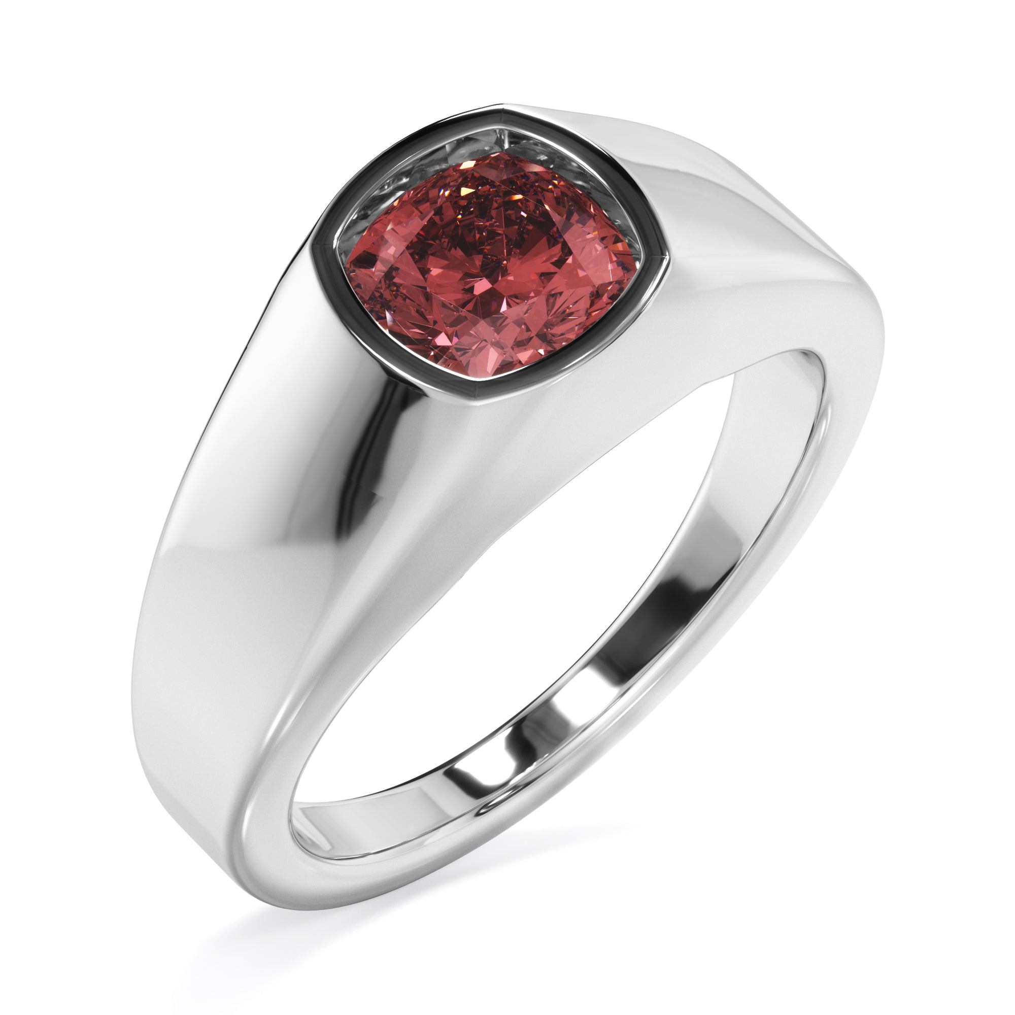 18ct White Gold Coloured Gemstone Signet Ring