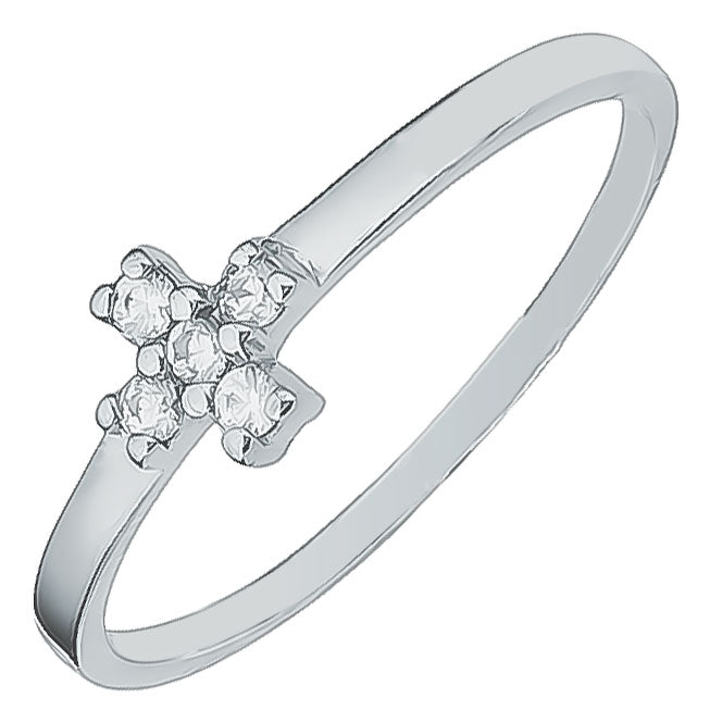 Sterling Silver Cross Cubic Zirconia Set Ring