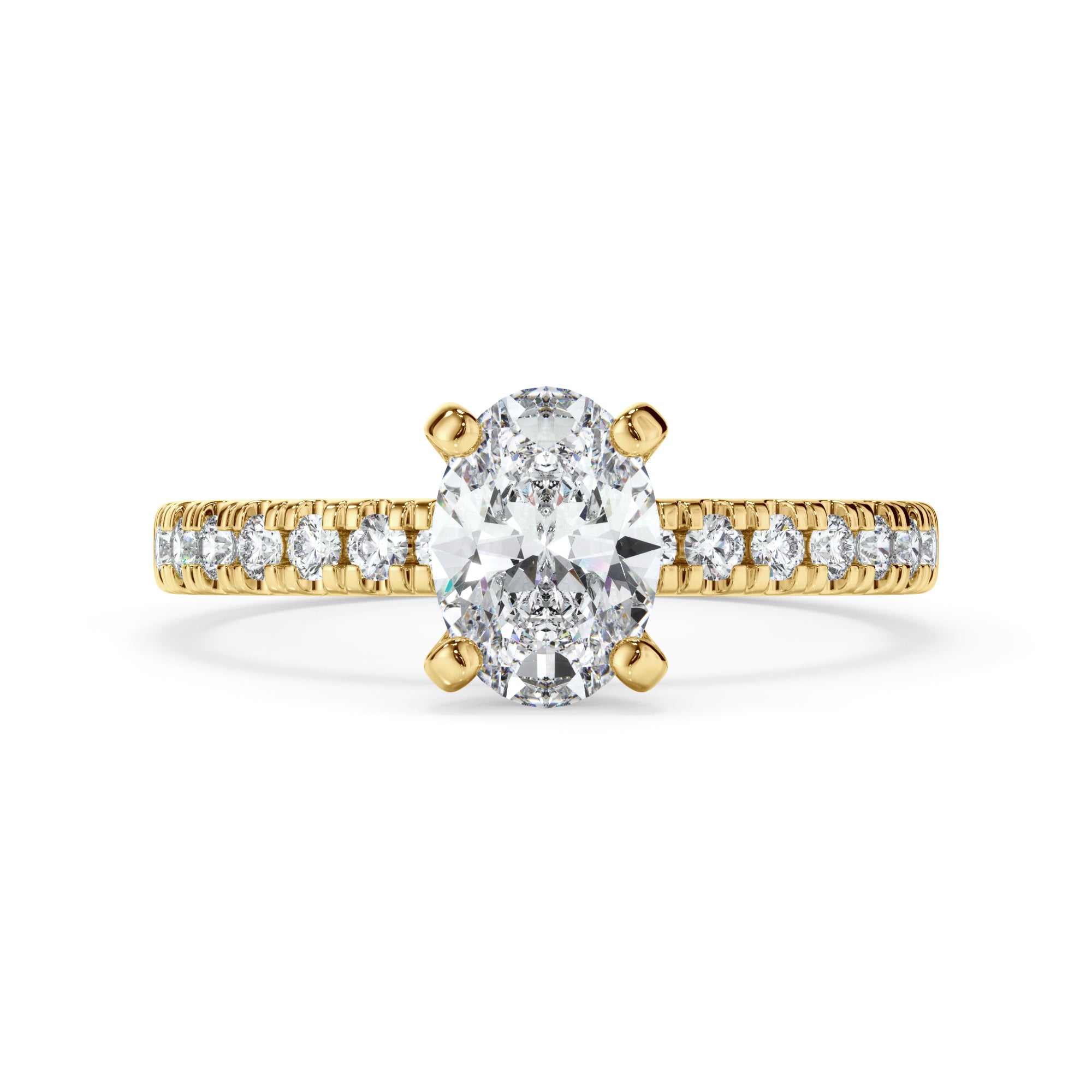 18ct Yellow Gold Oval Cut Diamond Engagement Ring with Shoulder Stone