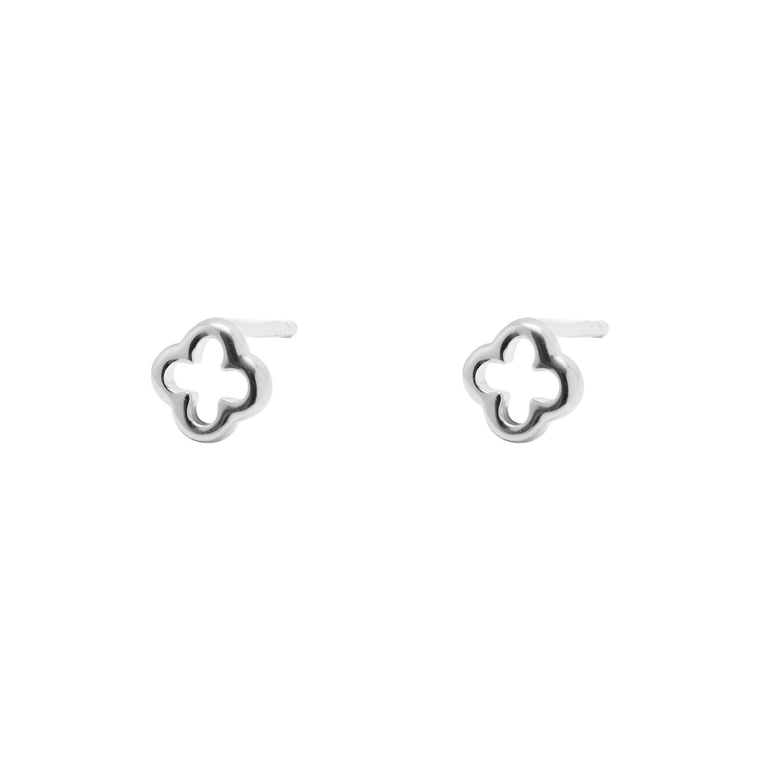 Sterling Silver Clover Stud Earrings