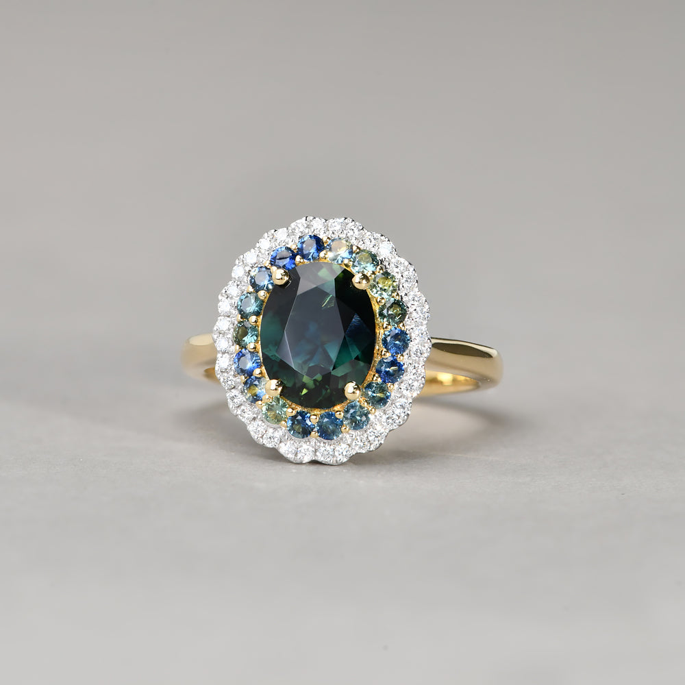 Sapphire Dreams Double Halo Ring