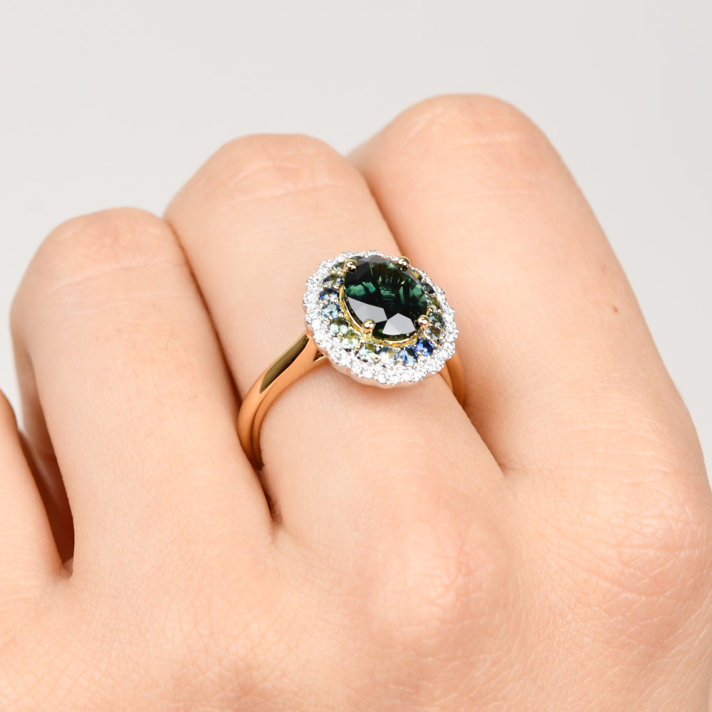 Sapphire Dreams Double Halo Ring
