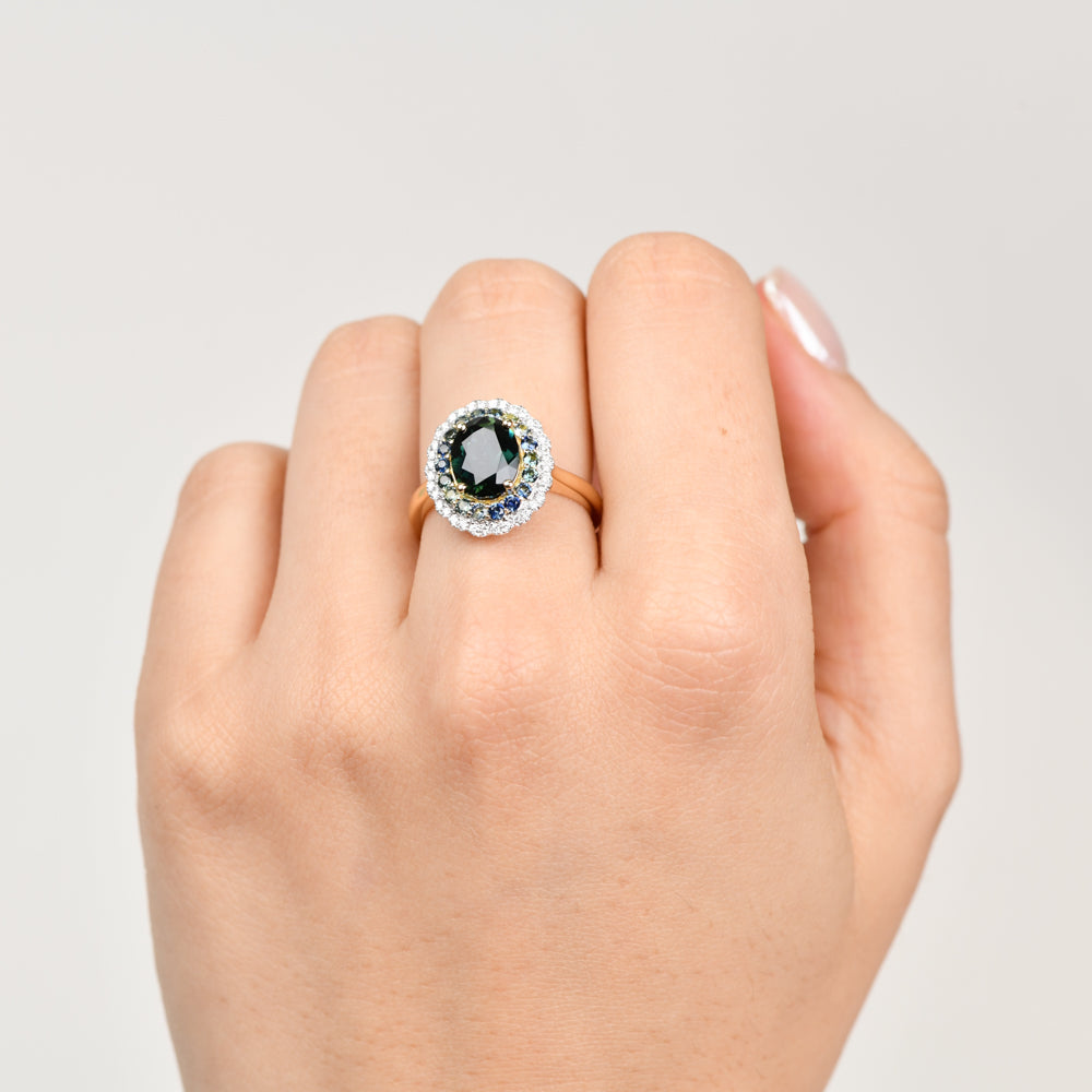 Sapphire Dreams Double Halo Ring