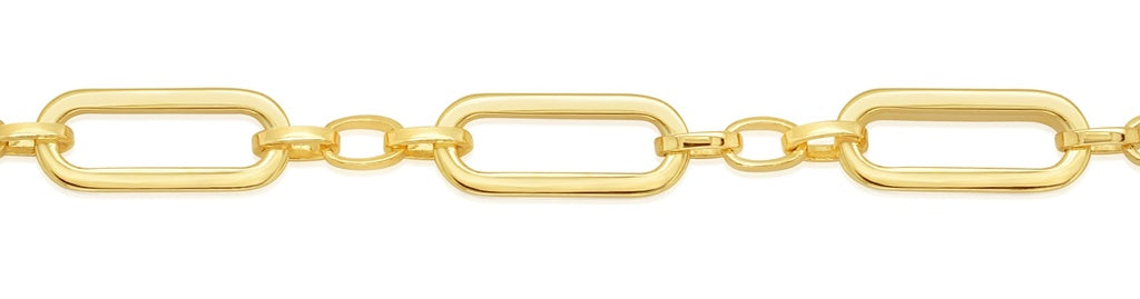 9ct Yellow Gold Solid Plain Open Flat Oval Bars Bracelet