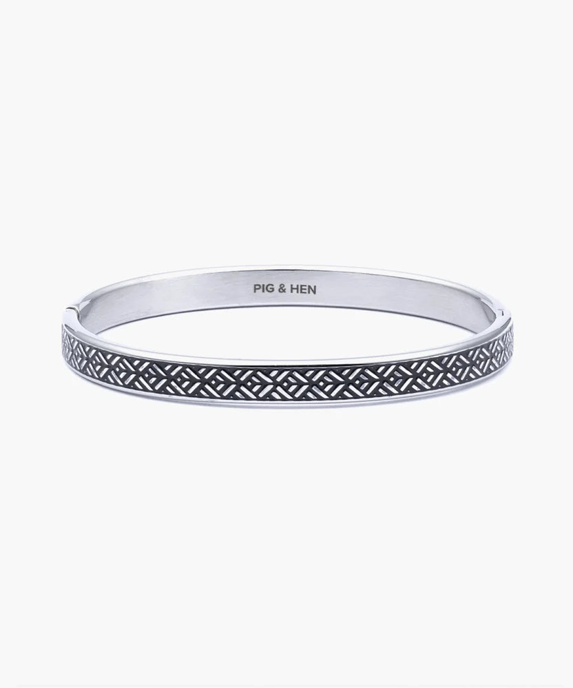 Pig and Hen Navarch 9mm Bracelet Striato Silver